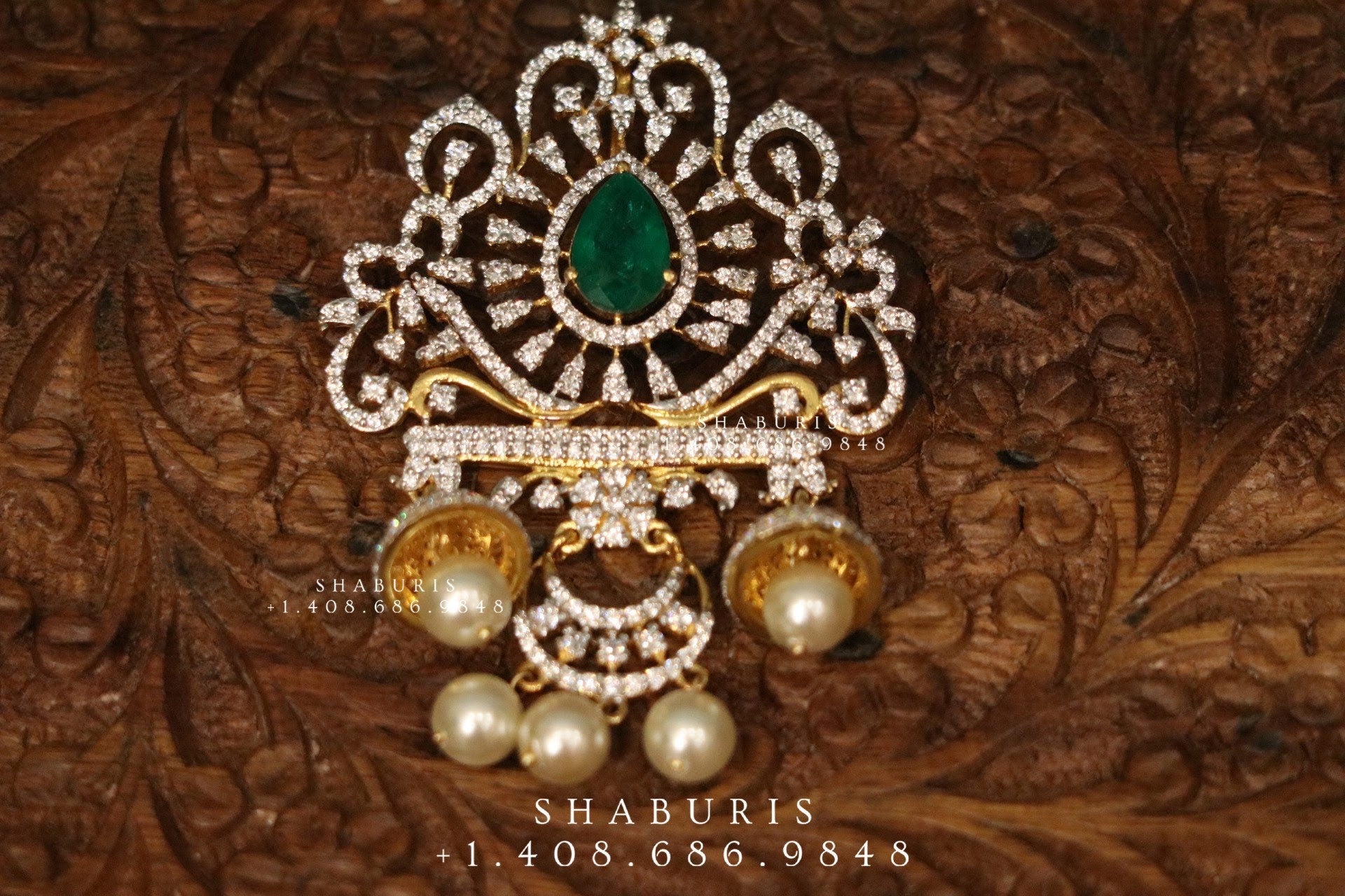 Swarovski pendant,swarovski chain,sabyasachi jewelry inspired Traditional indian Jewelery,Polki haram,Pure silver jewelry-NIHIRA