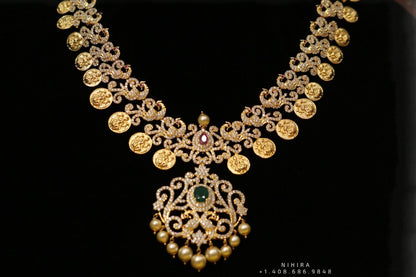 Indian Temple Jewelry Lordess Lakshmi Devi Antique Jewelry - kasumala kasuharam Lakshmi kasumala temple jewelry traditional jewelry Lordess