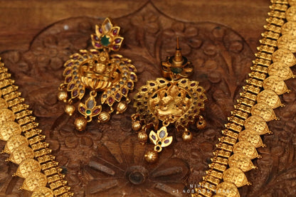 Indian Temple Jewelry Lordess Lakshmi Devi Antique Jewelry - kasumala kasuharam Lakshmi kasumala temple jewelry traditional jewelry Lordess