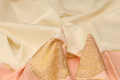 Lyte weight Pattu Sarees online,South Indian Sarees,Pure Silk Sarees,Kanjivaram Saree,kanchi pattu saree,Zari saree,off white saree - NIHIRA