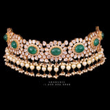 Polki choker,Heavy choker,Sabyasachi Jewelry inspired,southindian Jewelery,indian Jewelery,Polki haram,Pure silver jewelry-NIHIRA