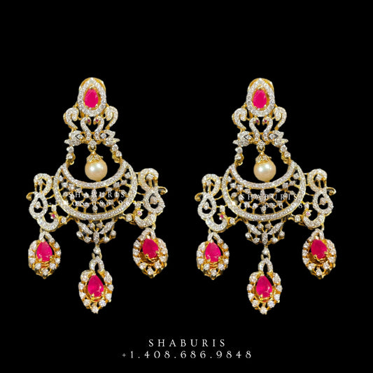 Diamond Jhumka ,diamond earrings,Pure silver Jhumkas Indian,Indian Earrings,Indian Wedding Jewelry -NIHIRA-SHABURIS