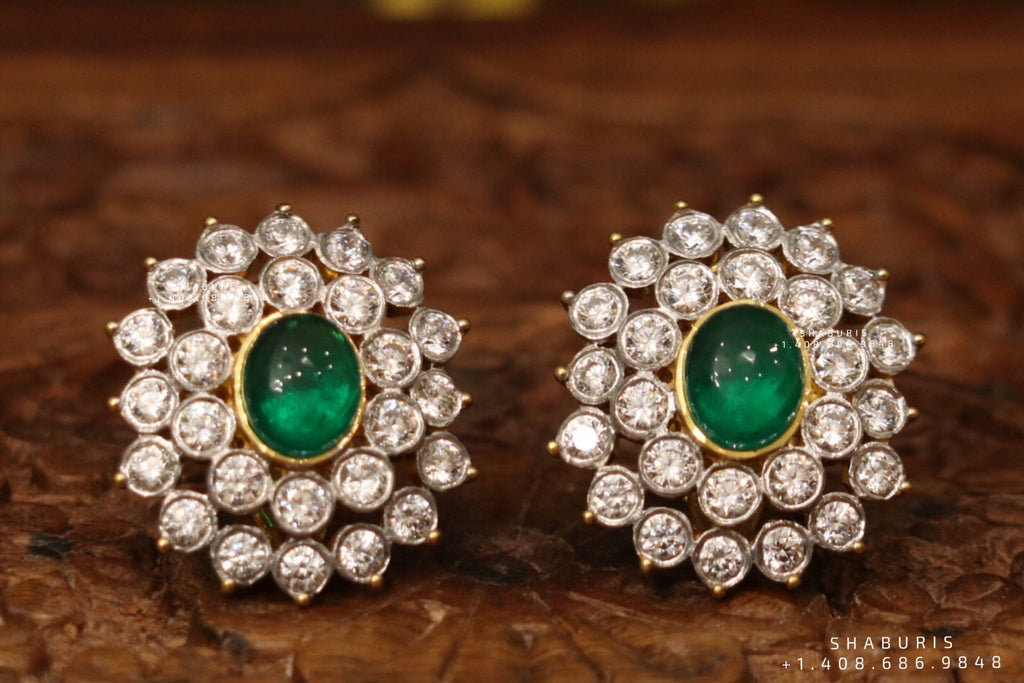 Ravvala jhumka diamond stud polki stud polki diamond jewelry in silver big studs indian jewelry statement jewelry SHABURIS
