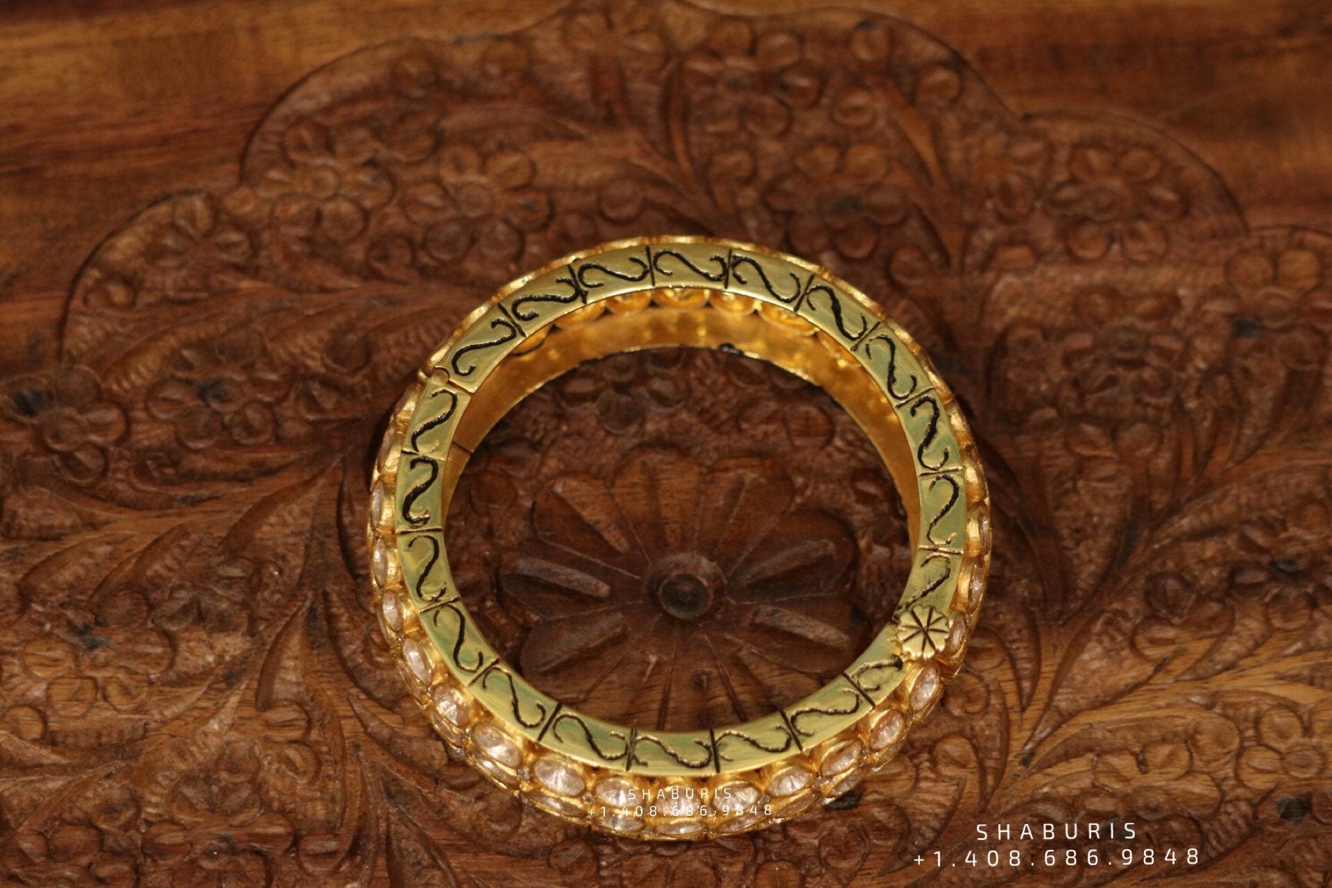 Bollywood Jewelry,Pure Silver Jewellery Indian ,Bangle,Big Kundan Bangle,Indian Bridal,Indian Wedding Jewelry-NIHIRA-SHABURIS