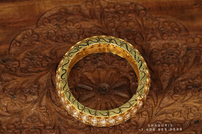 Bollywood Jewelry,Pure Silver Jewellery Indian ,Bangle,Big Kundan Bangle,Indian Bridal,Indian Wedding Jewelry-NIHIRA-SHABURIS