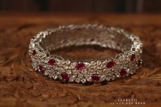Diamond bangle ,Pure Silver Jewellery Indian ,Bangle,Big Kundan Bangle,Indian Bridal,Indian Wedding Jewelry-NIHIRA-SHABURIS