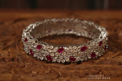 Diamond bangle ,Pure Silver Jewellery Indian ,Bangle,Big Kundan Bangle,Indian Bridal,Indian Wedding Jewelry-NIHIRA-SHABURIS