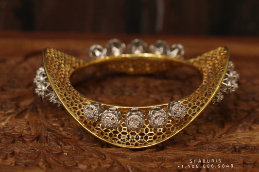 Diamond Bangle ,Pure Silver Jewellery Indian ,Bangle,Big Kundan Bangle,Indian Bridal,Indian Wedding Jewelry-NIHIRA-SHABURIS