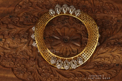 Diamond Bangle ,Pure Silver Jewellery Indian ,Bangle,Big Kundan Bangle,Indian Bridal,Indian Wedding Jewelry-NIHIRA-SHABURIS