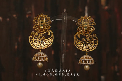 Diamond jhumki diamond buttalu ruby emerald changable detatchable jhumka silver jewelry indian sterling silver jewelry SHABURIS