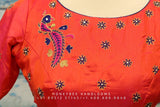Saree blouse | silk blouse | Saree stitched Blouse | machine work | Silk Blouse | thread work blouse |simple work blouse|orange blouse