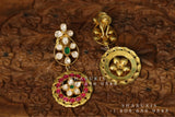 Polki earrings,South Indian coral jewelry ,polki studs,uncuts statement jewelry simple stud Jewelry,pure Silver indian jewelry-m-SHABURIS