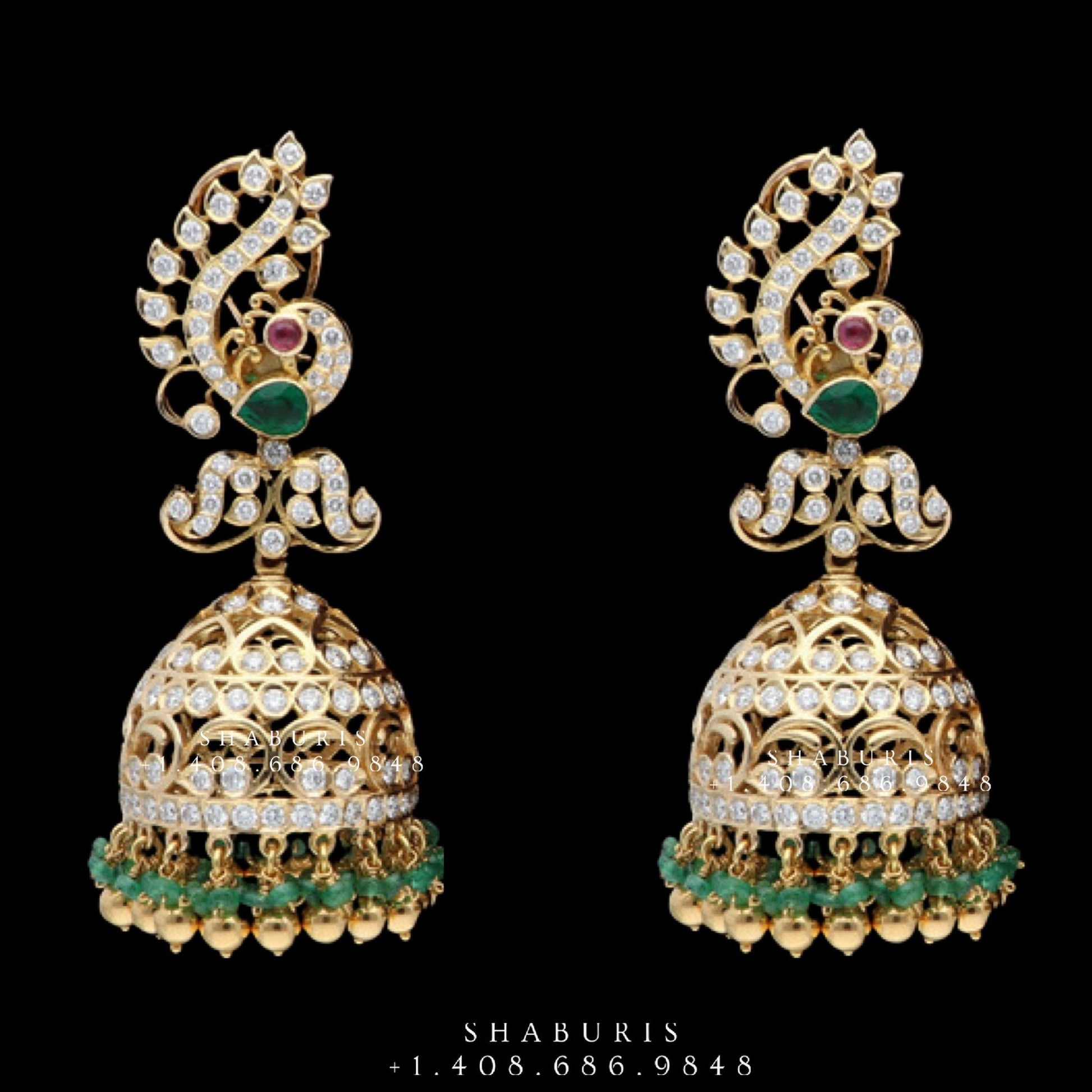 Diamond Jhumka ,diamond earrings,Pure silver Jhumkas Indian,Indian Earrings,Indian Wedding Jewelry -NIHIRA-SHABURIS