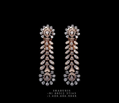 Silver earrings, swarovski Jewelry,South Indian Jewelry,Pure silver jewelry,Diamomd  Jhumka,Indian Wedding Jewelry -SHABURIS