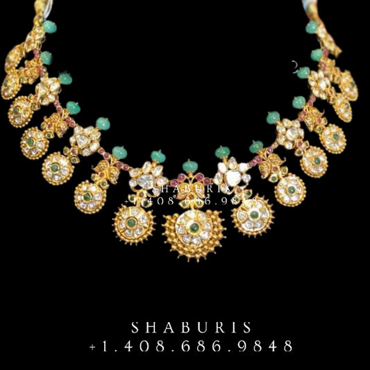 Bottumala ,kasumala,Pure Silver Jewellery Indian ,Lakshmi Necklace,Big Indian Necklace,Indian Bridal,Indian Wedding Jewelry-NIHIRA-SHABURIS