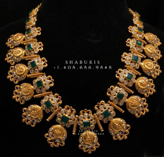 Bottumala ,kasumala,Pure Silver Jewellery Indian ,Lakshmi Necklace,Big Indian Necklace,Indian Bridal,Indian Wedding Jewelry-NIHIRA-SHABURIS