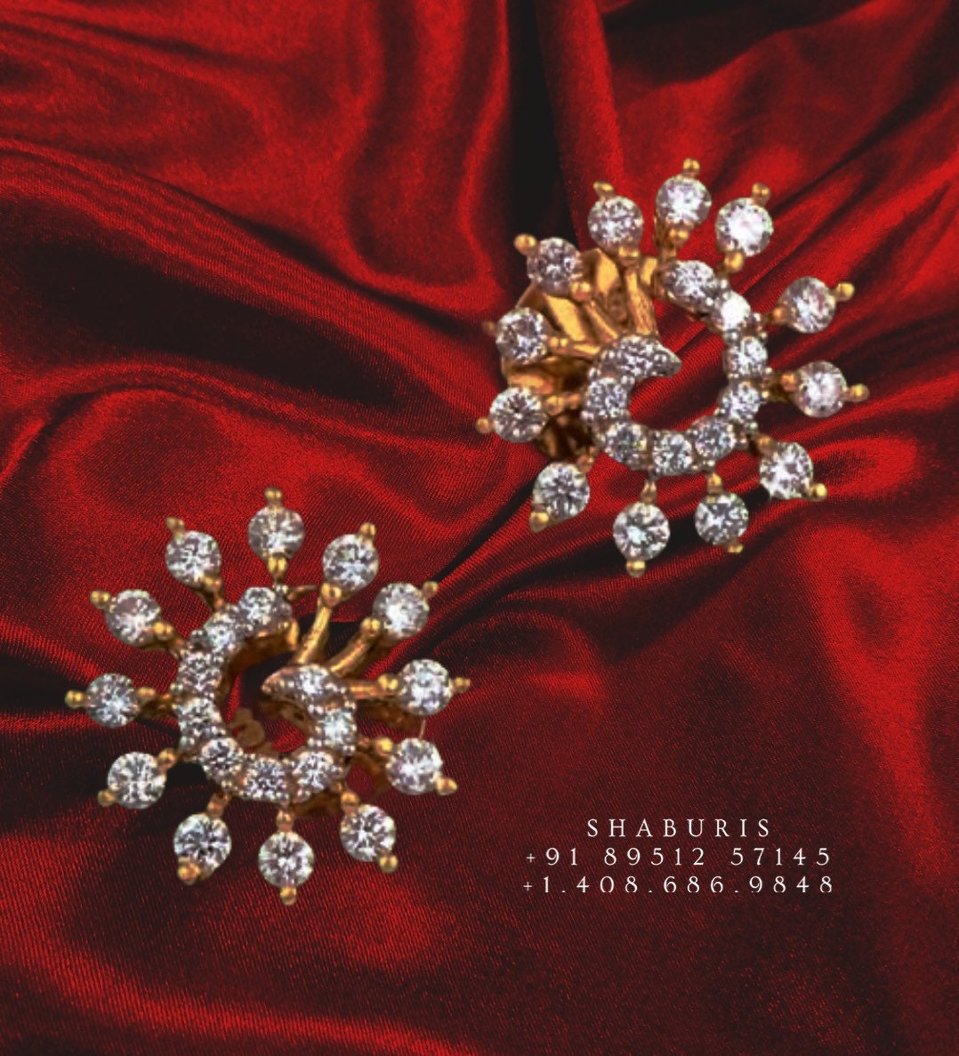 Diamond earring,pure silver jewelry indian jewelry sets indian gold jewelry look a like south indian earrings party wear earrings - SHABURIS
