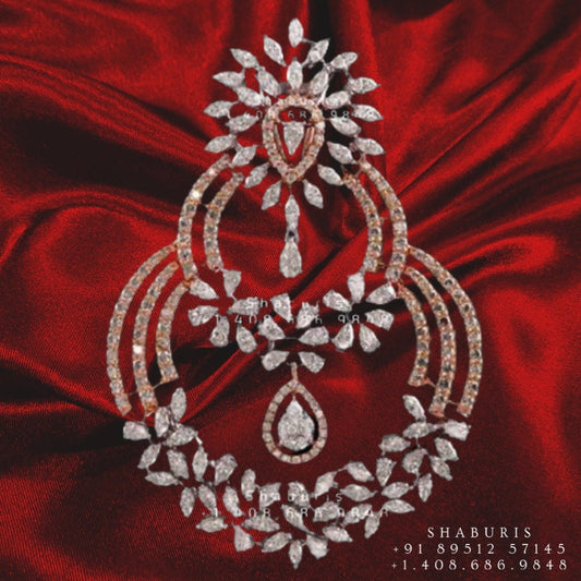 Diamond Pendant indian,South Indian jewelry,Pure silver diamond pendent,swarovski Pendent,Indian Wedding Jewelry -NIHIRA-SHABURIS