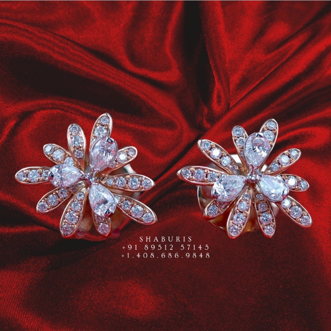 Diamond studs,South Indian Jewelry,diamond jhumka,jewelry sets,diamond jewelry,pure Silver indian jewelry - NIHIRA - SHABURIS