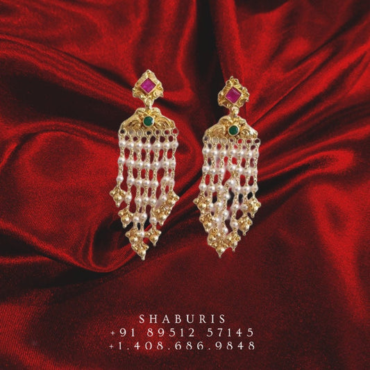 Tassel Earrings pearl earrings pure silver jewelry indian jewelry sets jewelry gifts silver gifts indian antique jewelry sets-SHABURIS