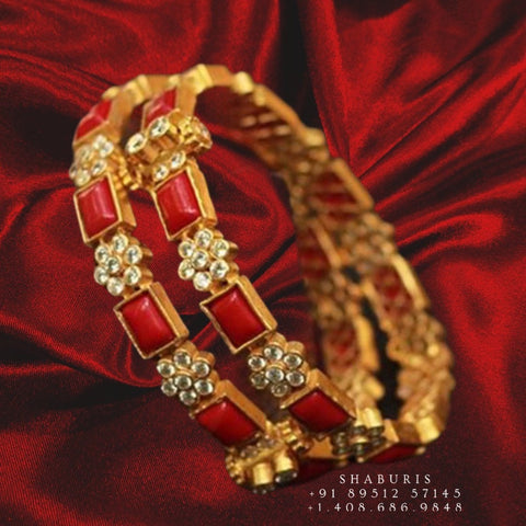 Coral bangle Pure Silver jewelry Indian ,diamond bangle,Indian bangle,Indian Bridal,Indian Wedding Jewelry-NIHIRA-SHABURIS