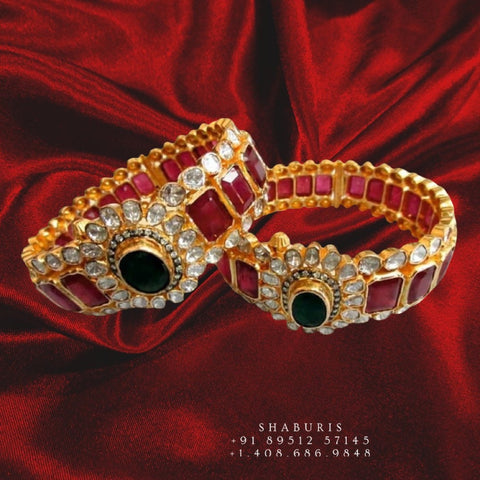 Ruby bangles polki bangles polki jewelry openable kada diamond bangles indian kada bracelet pure silver jewelry indian - NIHIRA - SHABURIS