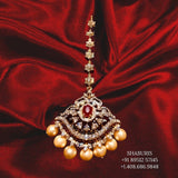 Maang tikka diamond papati billa,South Indian Jewelry,Pure silver jewelry Indian ,Ruby  Diamonds,-NIHIRA-SHABURIS