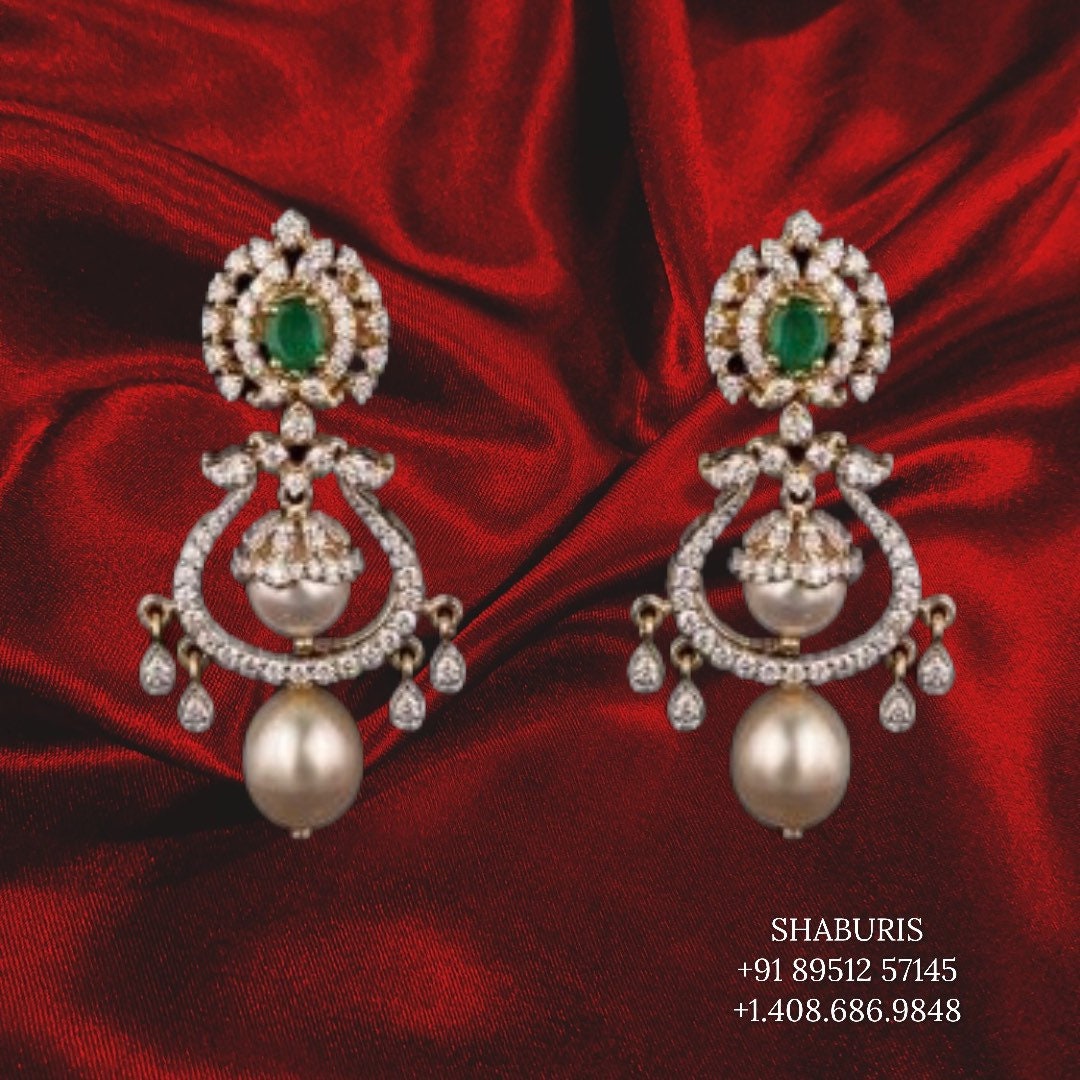 Chandbali , Latest Indian Jewelry,South Indian Jewelry,Pure silver Jhumkas Indian,Indian Earrings,Indian Wedding Jewelry -NIHIRA-SHABURIS
