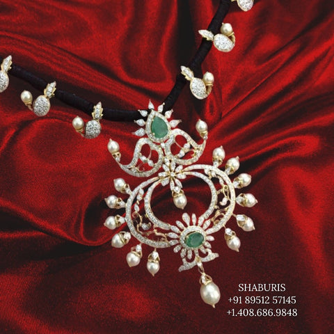 Black thread Jewelry,Pure Silver Jewellery Indian ,mango Necklace,Indian Necklace,Indian Bridal,Indian Wedding Jewelry-NIHIRA-SHABURIS