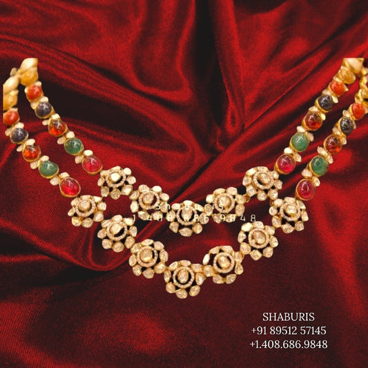 Polki beaded set,Latest Indian Jewelry,bead stone Jewelry,bead jewelry,polki jewelry,moissante,beads,bead gems,precious stone jewel