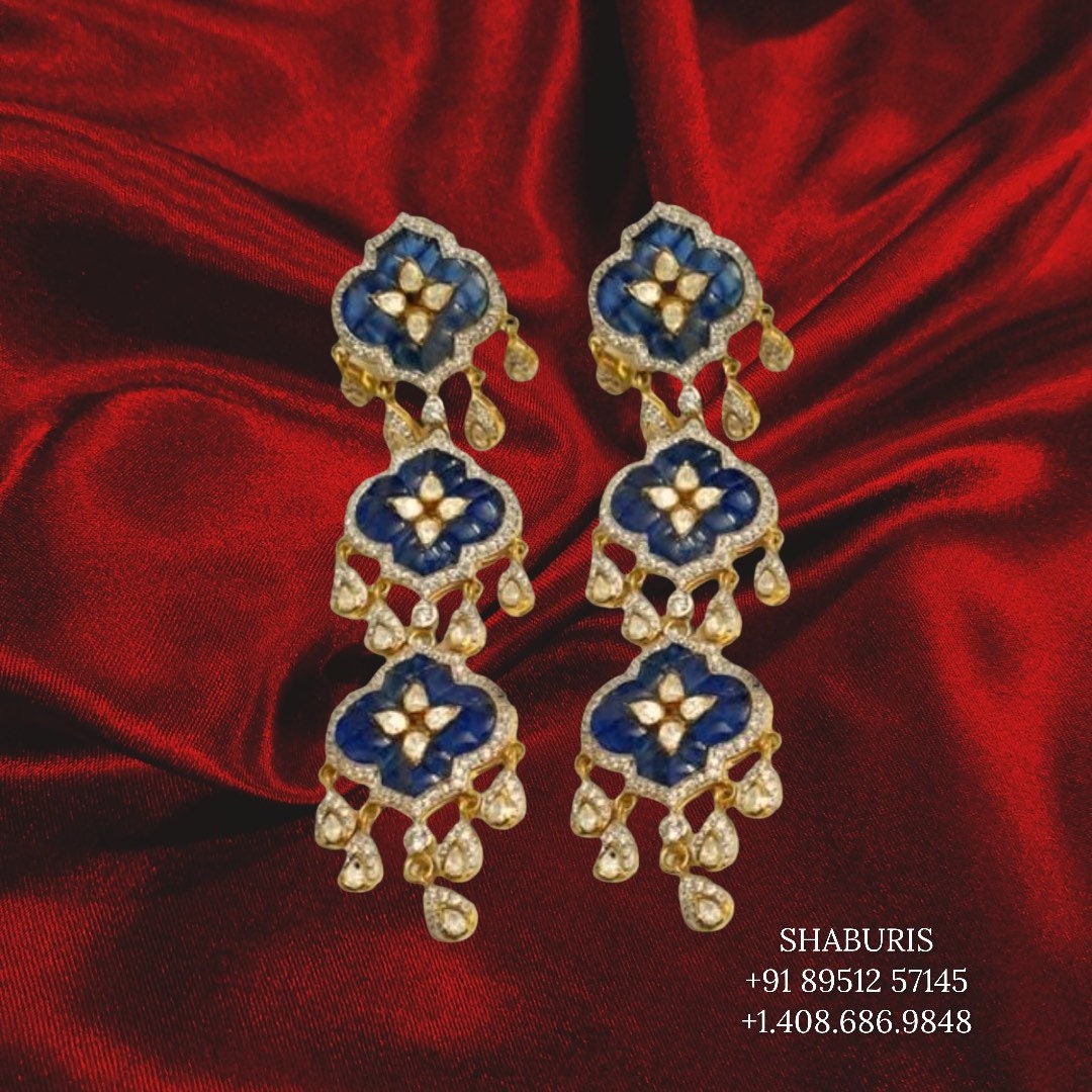 Polki Jewelry Designs,South Indian Jewellery,South Indian Jewelry,Chandlier Earrings,latest indian jewellery Designs - NIHIRA-SHABURIS