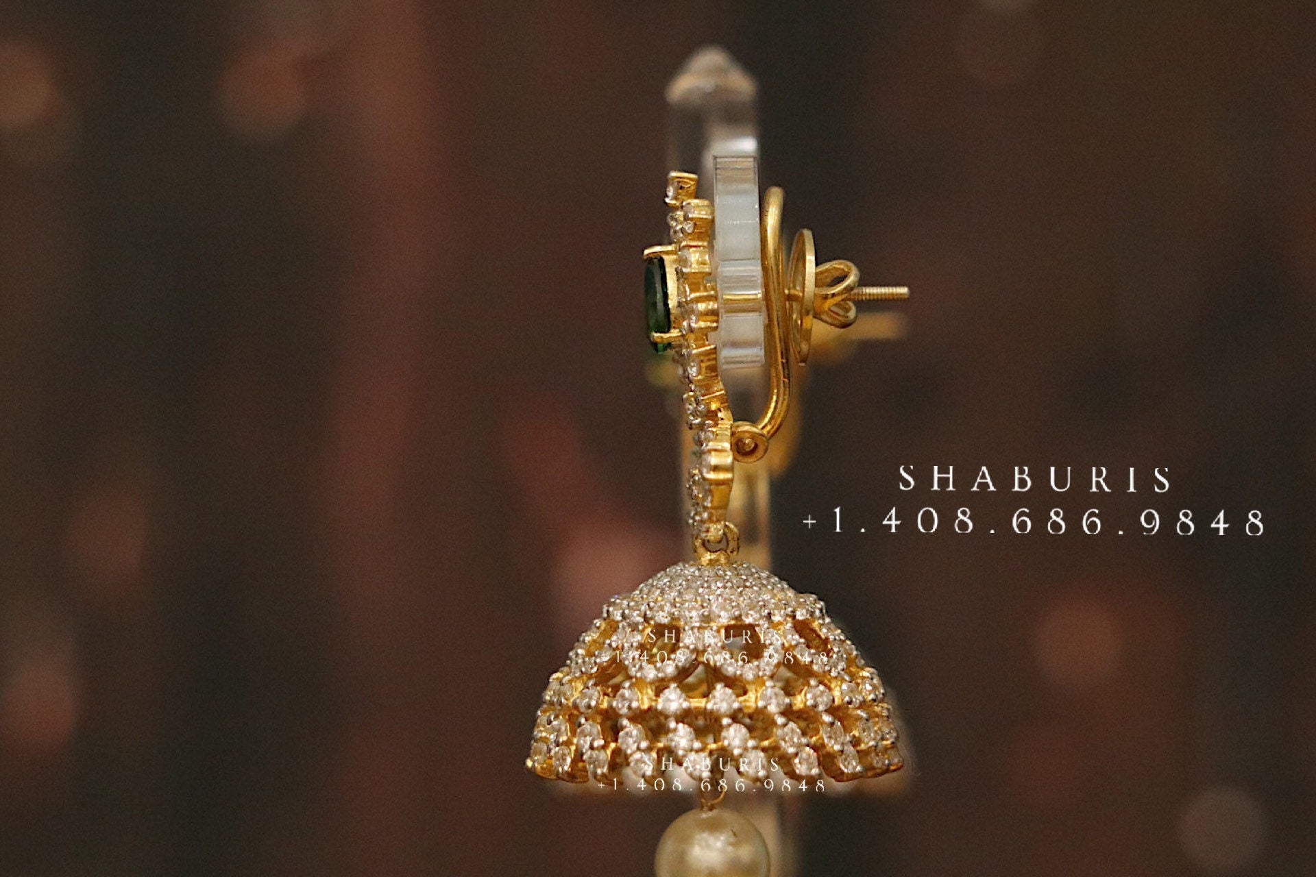 Diamond jhumka diamond buttalu diamond earrings emerald stones diamond jhumka pure silver jewelry diamond jewelry bridal custom made jewelry