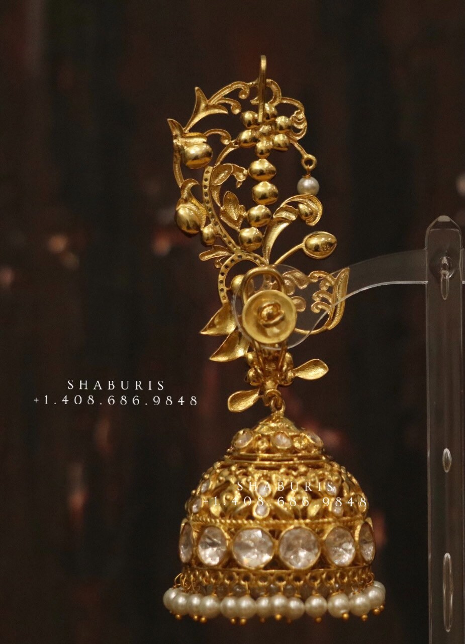 Polki earrings,Swarovski Diamond Jhumka Jewelry Designs,South Indian Jewelry,Jhumka Earrings,Jhumki,latest indian jewellery Designs -NIHIRA