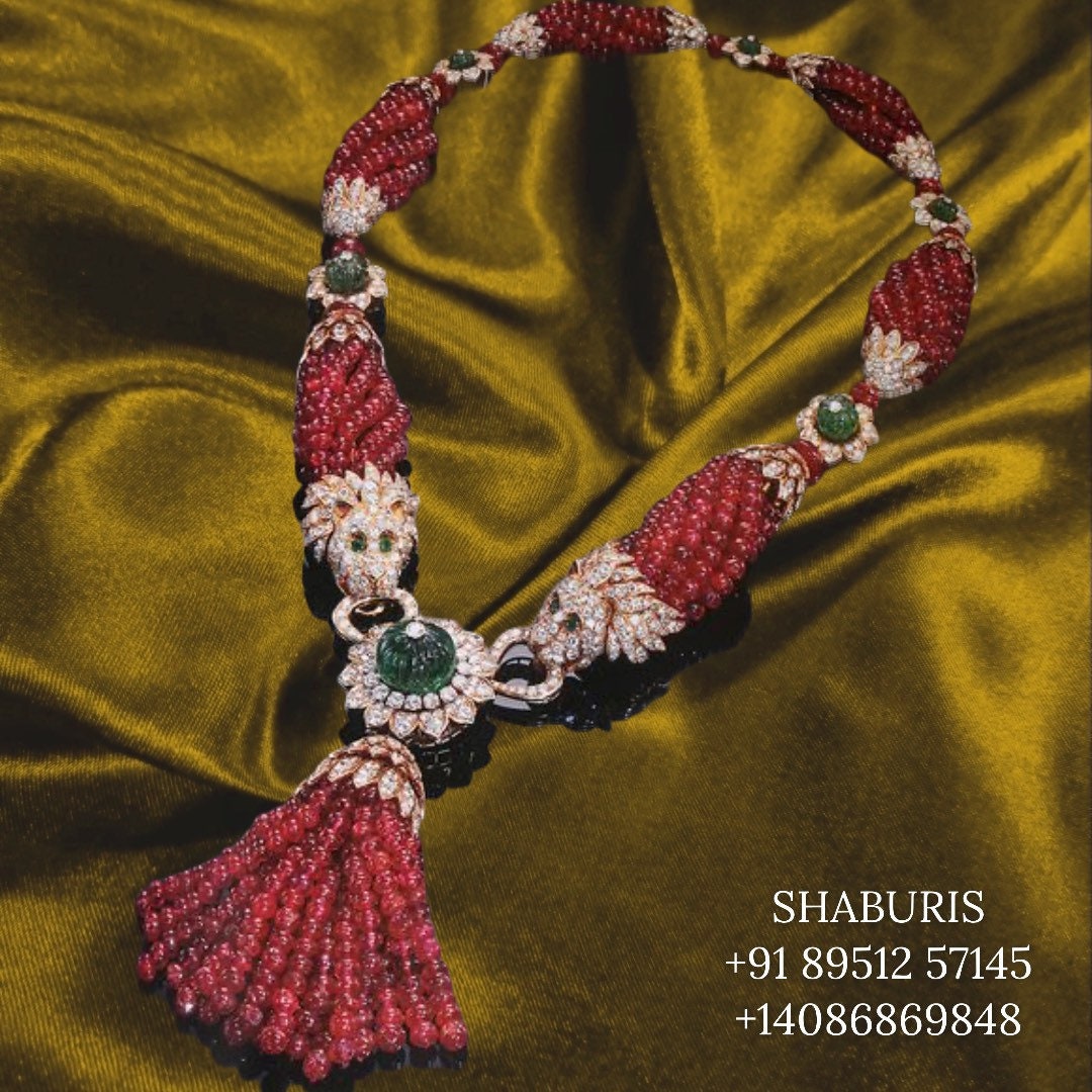 Indian gold jewelry designs pure silver jewelry ruby beads indian diamond jewelry diamond necklace tassel necklace latest indian - SHABURIS
