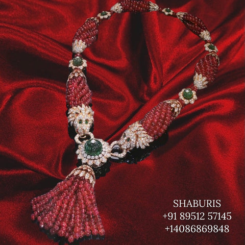 Indian gold jewelry designs pure silver jewelry ruby beads indian diamond jewelry diamond necklace tassel necklace latest indian - SHABURIS