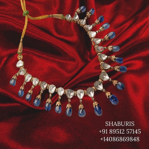 Tanzanite Jewelry,Pure Silver jewelry Indian ,polki Jewelry,polki Necklace,Indian Bridal,Indian Wedding Jewelry-NIHIRA-SHABURIS