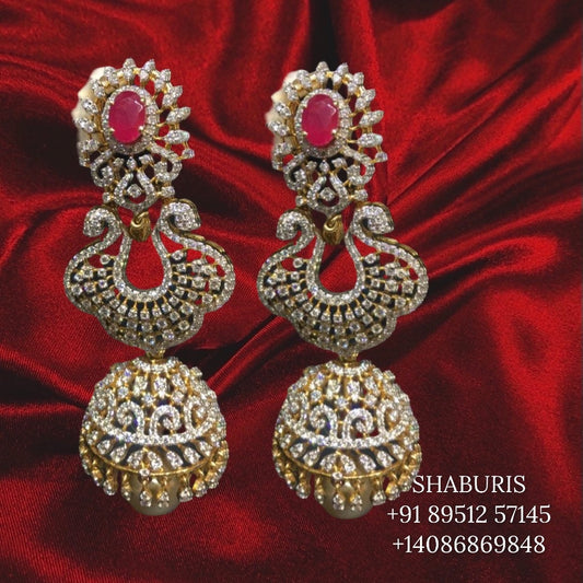 Diamond set pure silver,simple diamond set,Swarovski diamond,Indian diamond jhumka silver,diamond set for kids,kids jewelry,Indian jewelry