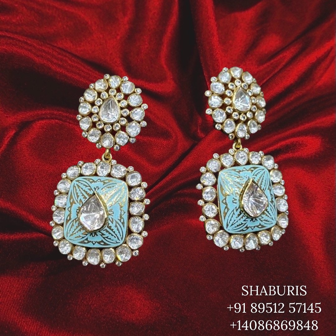 Menakari earrings polki diamond uncut diamond earrings gold jewelry designs latest pure silver jewelry destination jewelry - SHABURIS