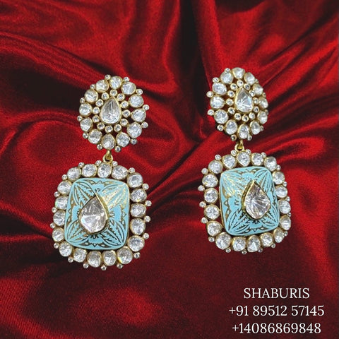 Buy Diamond Earrings Natural Uncut Diamond Polki Rosecut Diamond Online in  India  Etsy