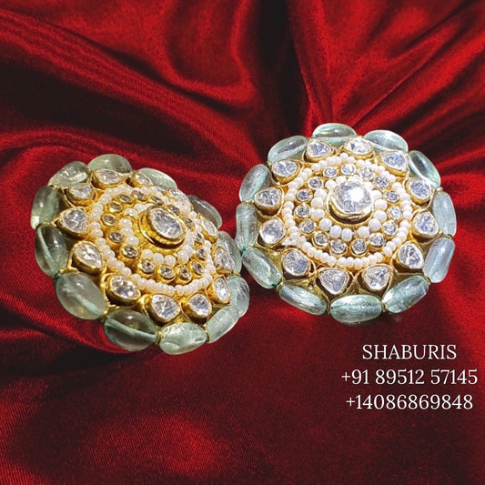 Polki earrings Pure Silver jewelry Indian ,diamond earrings ,Indian gold jewelry designs quartz earrings - SHABURIS