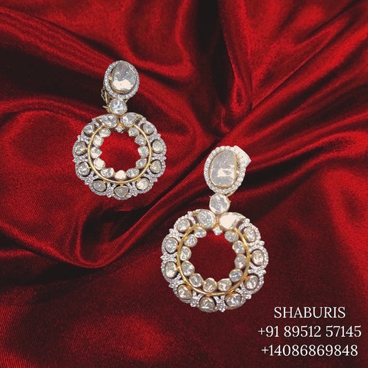 Polki earrings Pure Silver jewelry Indian ,diamond earrings ,Indian gold jewelry designs quartz earrings - SHABURIS
