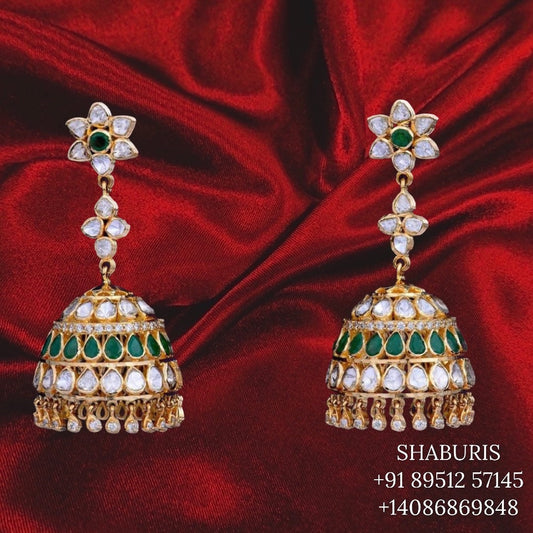 Polki earrings Pure Silver jewelry Indian ,diamond earrings ,Indian gold jewelry designs quartz earrings - SHABURIS