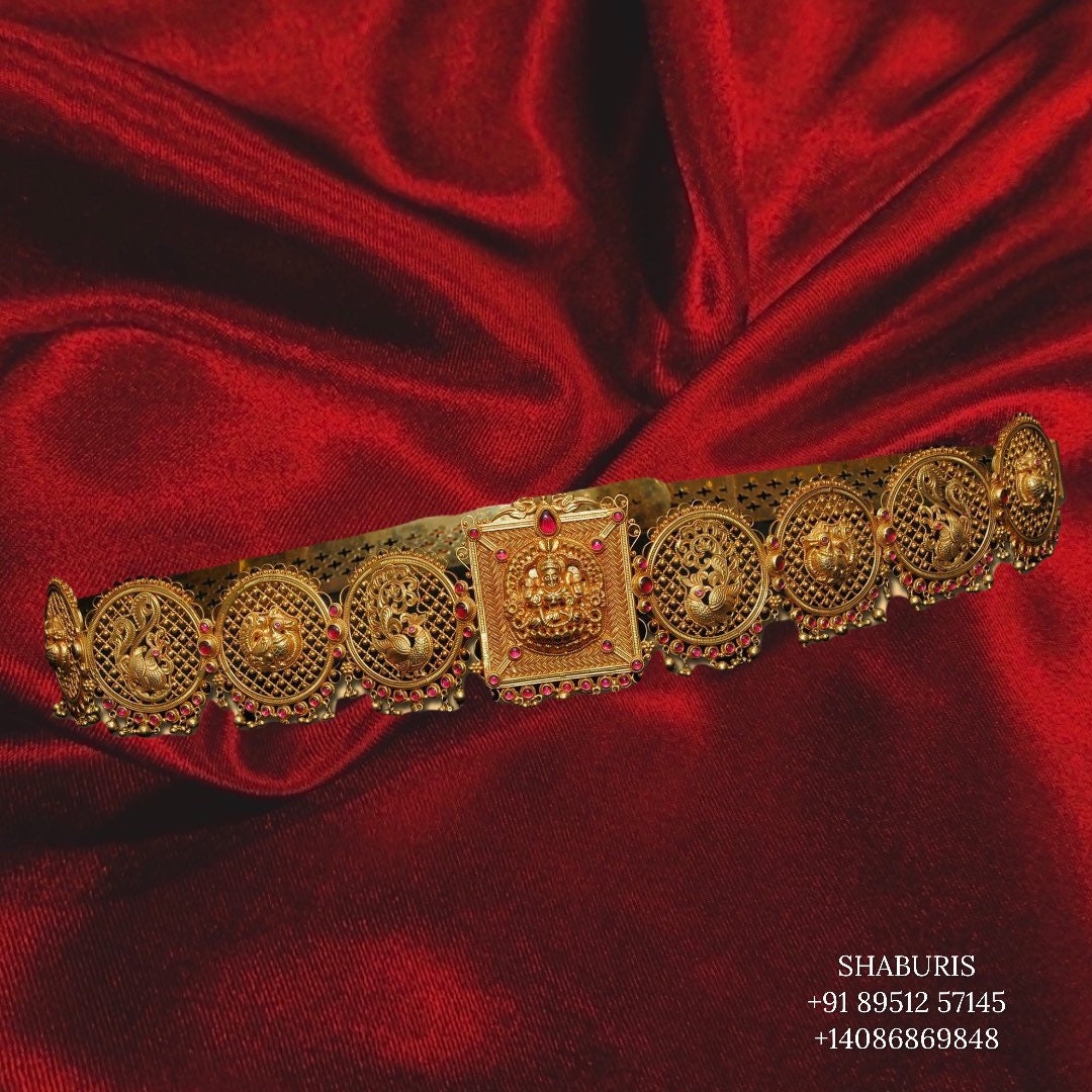 Temple Jewelry,South Indian Jewelry,Vaddanam,Kids Vaddanam,hip chain,diamond vaddanam,pure Silver indian jewelry - NIHIRA - SHABURIS