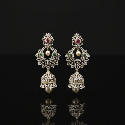 Diamond jhumka,Pure silver earrings Indian jhumka ,indian diamond jewelry designs - SHABURIS
