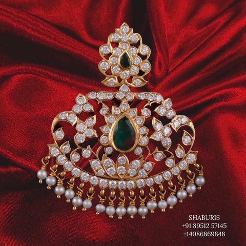 Latest Indian Jewelry,South Indian Jewellery,Pure silver diamond pendent,Swaroski Pendent,Indian Wedding Jewelry -NIHIRA-SHABURIS