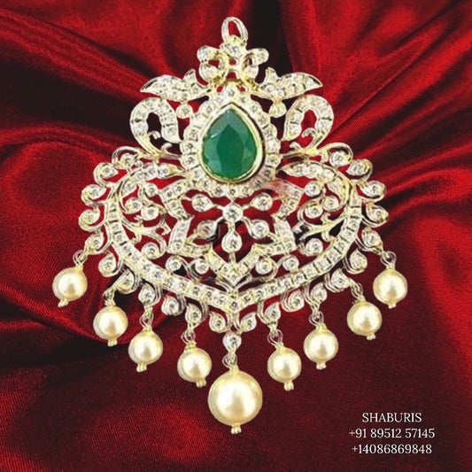 Latest Indian Jewelry,South Indian Jewellery,Pure silver diamond pendent,Swaroski Pendent,Indian Wedding Jewelry -NIHIRA-SHABURIS