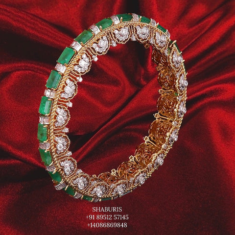 Polki bangle Pure Silver jewelry Indian ,diamond bangles ,Indian gold jewelry designs diamond jewelry look a like  - SHABURIS