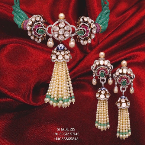 Tassel choker Pure Silver jewelry Indian ,tassel jewelry ,Indian gold jewelry designs diamond jewelry look a like  - SHABURIS