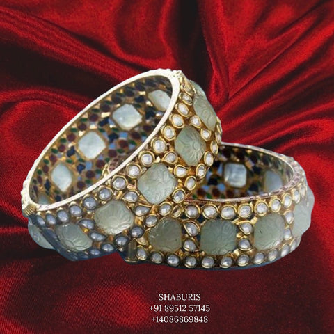 Polki bangles polki Jewelry,Pure Silver Jewellery Indian ,diamond bangles kundan jewelry,south indian bridal jewelry-NIHIRA-SHABURIS