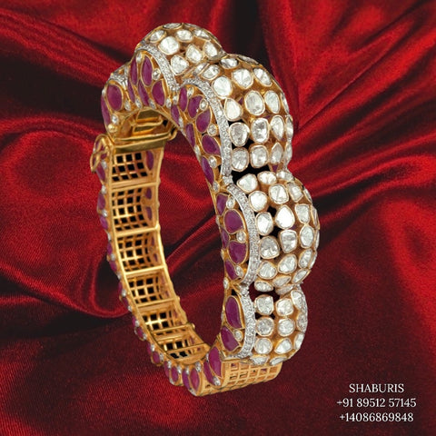 Polki Jewelry,Pure Silver jewelry Indian ,diamond bangles,Indian bangles,Indian Bridal,Indian Wedding diamond Jewelry-SHABURIS